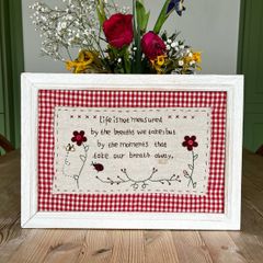 Vintage Embroidered Gingham Picture Frame