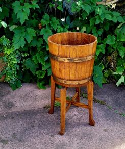 Arts & crafts brass bound oak planter