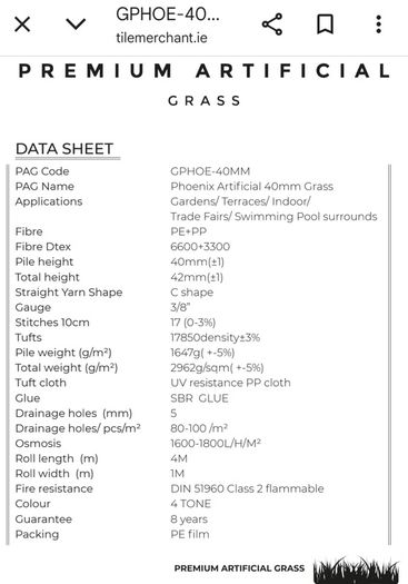 Artificial grass 40mm
