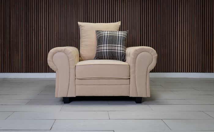 Verona Beige 3+2 or 3+1+1 Scatter Back Cushions Sofa Set