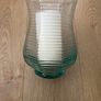 Large 8.5" tall flarred scalloped Aqua Glass Candle Holder or Vase with LED Candle Image 9