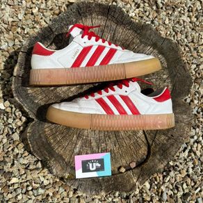 Premium Adidas Samba Wedge White Red Leather