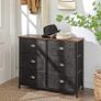 _Fabric Dresser, Large 6 Drawer Console, Clothes Storage Cabinet, Industrial Style, Metal Frame, Wood Surface, for Bedroom, Hallway, Rustic Brown and Black Image 2