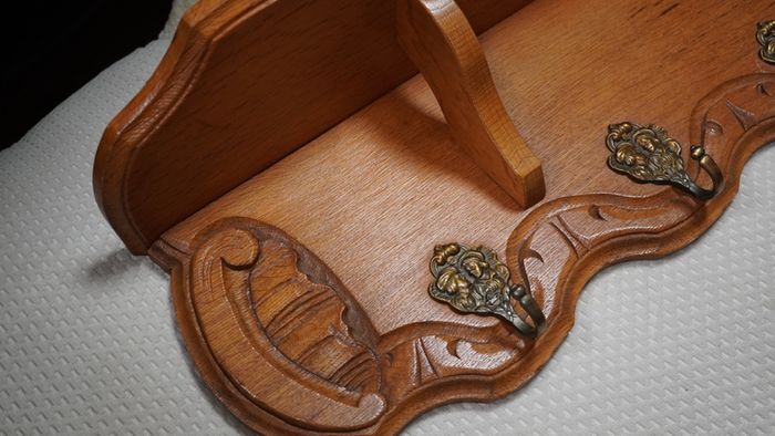 French Carved Oak Wall Coat Rack