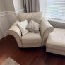 White leather suite with footrest Image 4