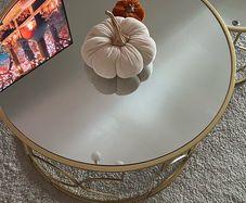 Round Coffee Tables Set of 2, Gold Nesting Tables with Mirror Top
