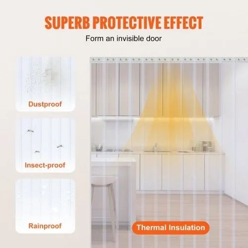 Strip Curtain PVC Door Curtain 2499.4 cm x 30.5 cm Roll Cooler Freezer Clear Plastic