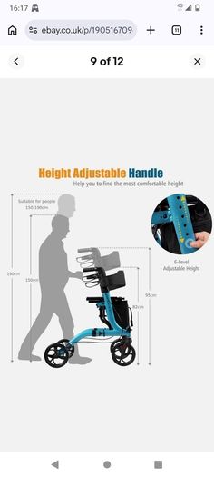 New can post Folding Aluminium Mobility Aid Rollator Walker with 4 Wheels