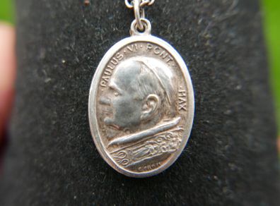 Vintage Sterling Silver 925 Pope Paul VI Holy Medal  Necklace - Religious Christian Silver Gift Pendant for Men and Women - Catholic Gift 6,8g length -18"