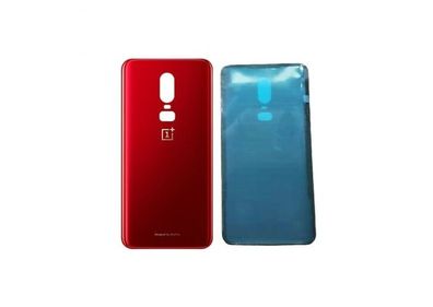 For OnePlus 6 1+6  Rear Battery Cover Back Glass Panel Red & Adhesive - FHTOP6BCR