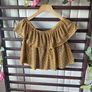 topshop off shoulder mustard patterned top size 8 Image 2