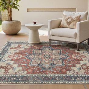 Machine Washable Rugs Living Room, 160x230cm, Vintage Rug, Boho Area Rugs, Non-Slip Carpet, Low Pile, Non-Shedding, Traditional Oriental Printed Design, Dining Room, Home Office, Bedroom