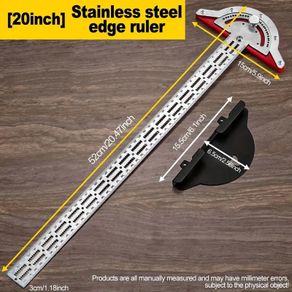 Precision Metal Angle Ruler - Adjustable Rotation Head, Metric/Imperial Measurements, Waterproof & Rustproof, Ideal for Carpentry & Woodworking Projects, Wall-Mounted Storage Cover not included
