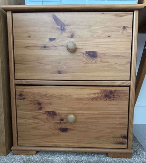 IKEA Pine Bedside Cabinet with Two Drawers
