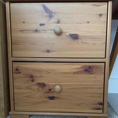 IKEA Pine Bedside Cabinet with Two Drawers