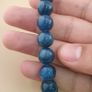 Deep Ocean Blue Apatite Bracelet Polished Round Beads Image 3
