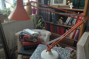 Vintage orange architect lamp heavy base works
