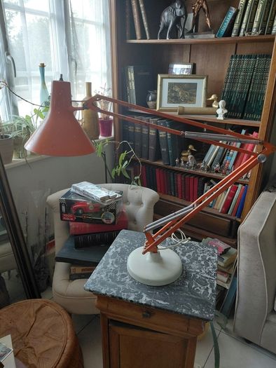Vintage orange architect lamp heavy base works