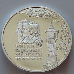 Brothers Grimm Germany 10 euro proof pattern coin 2012