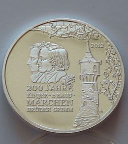 Brothers Grimm Germany 10 euro proof pattern coin 2012