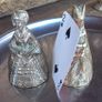 2 brass bells of ladies in high finery, old. D18 POST 7E Image 2