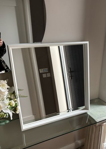 White framed mirror