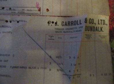 P.J Carroll & Co Dundalk receipts
