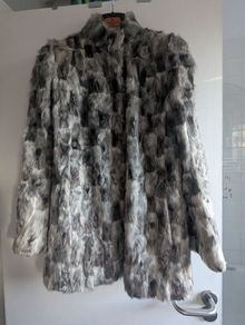 Mid real fur silver coat