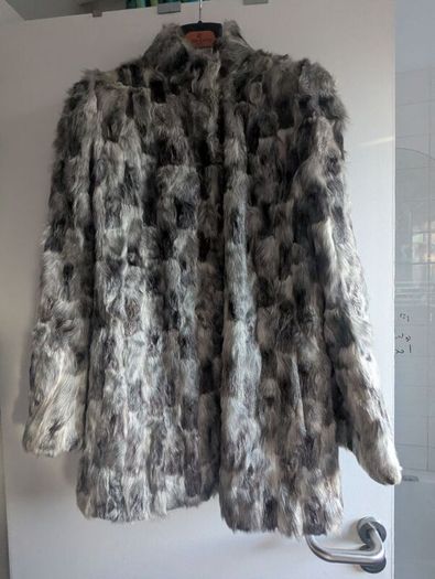Mid real fur silver coat