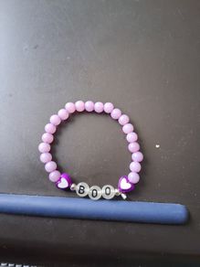 Halloween Boo beaded bracelet with purple beads
