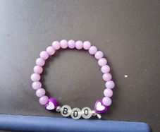 Halloween Boo beaded bracelet with purple beads