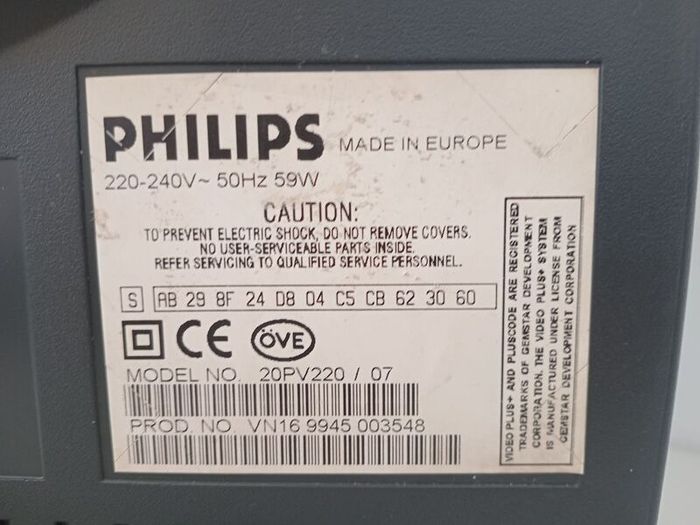 20" Crt Tv/vcr Combi Phillps 20pv220/07