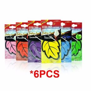 6pcs Car Air Freshener Natural Scented Tea Paper Auto Hanging Vanilla Perfume Fragrance Leaf Shape Car Accessories Interior