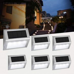 Solar Deck Lights 4 LED Easternstar, Solar Step Lights Outdoor Waterproof Stainless Steel Wireless Illuminate for Stair Wall Patio Yard Path Fence Gate