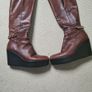 Marco Moreo size 40.5 knee high boots. Beautiful brown leather with gold chain detail. Wedge heel. Stunning g boots and very comfortable. Image 2