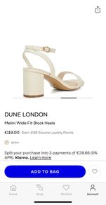 Dune London Cream Wide Fit Melini Block Heel Sandals (Size UK 7)