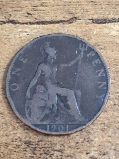 Great Britain UK 1901 One Penny Victoria Coin - free standard postage