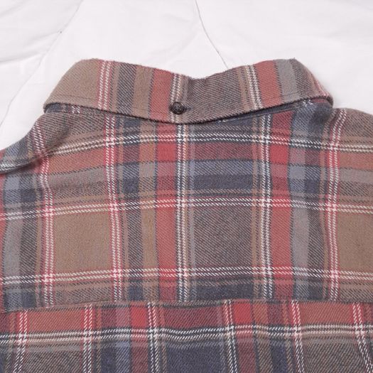 Paul Costelloe Brown Red Grey Plaid Check Long Sleeve Flannel Cotton Shirt Size L