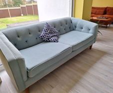 3 Seater Settee Blue Fabric As New