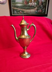 Elegant Brass Coffee , Tea Pot on Pedestal Base