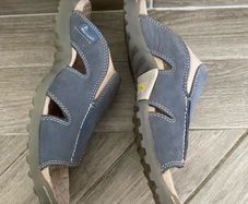 Vintage Dr Martens 8B10 Blue Nubuck Leather Slides Sandals Chunky Y2K 90s Size UK7