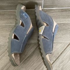 Vintage Dr Martens 8B10 Blue Nubuck Leather Slides Sandals Chunky Y2K 90s Size UK7