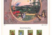 1981 Great Britain Limited Edition Lithographed Print measuring 333mm X 257mm showing British Butterflies Commemorative stamps with First Day of Issue Cancel