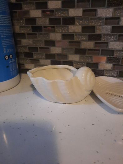 cream ceramic trinket dishes