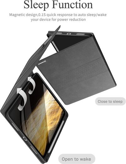 Case for iPad Pro 11 Inch (M5/M4) 2025/2024, PU Leather Case with Pencil Holder, Supports Pencil Pro and Pencil(USB-C), Adjustable Angles, Auto Sleep/Wake (Grey)