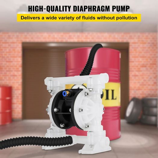 Air-operated Double Diaphragm Pump 7GPM 100PSI Polypropylene Diaphragm Water Pump with 1.3 cm Inlet & Outlet Ports Air Pump Diaphragm 6900.7 cm