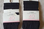 BNIP - One Size - 6 Pairs of Opaque Ankle-Highs - 40 Denier - Soft Sheen - Read Carefully - #