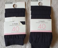 BNIP - One Size - 6 Pairs of Opaque Ankle-Highs - 40 Denier - Soft Sheen - Read Carefully - #