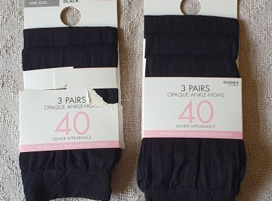 BNIP - One Size - 6 Pairs of Opaque Ankle-Highs - 40 Denier - Soft Sheen - Read Carefully - #