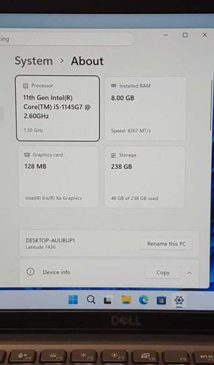 Dell Latitude 7420 | i5 11th Gen | 8GB RAM | 256GB NVMe